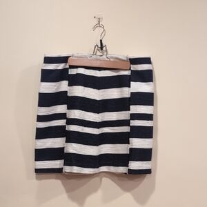 LOFT Navy and White Striped Pencil Skirt